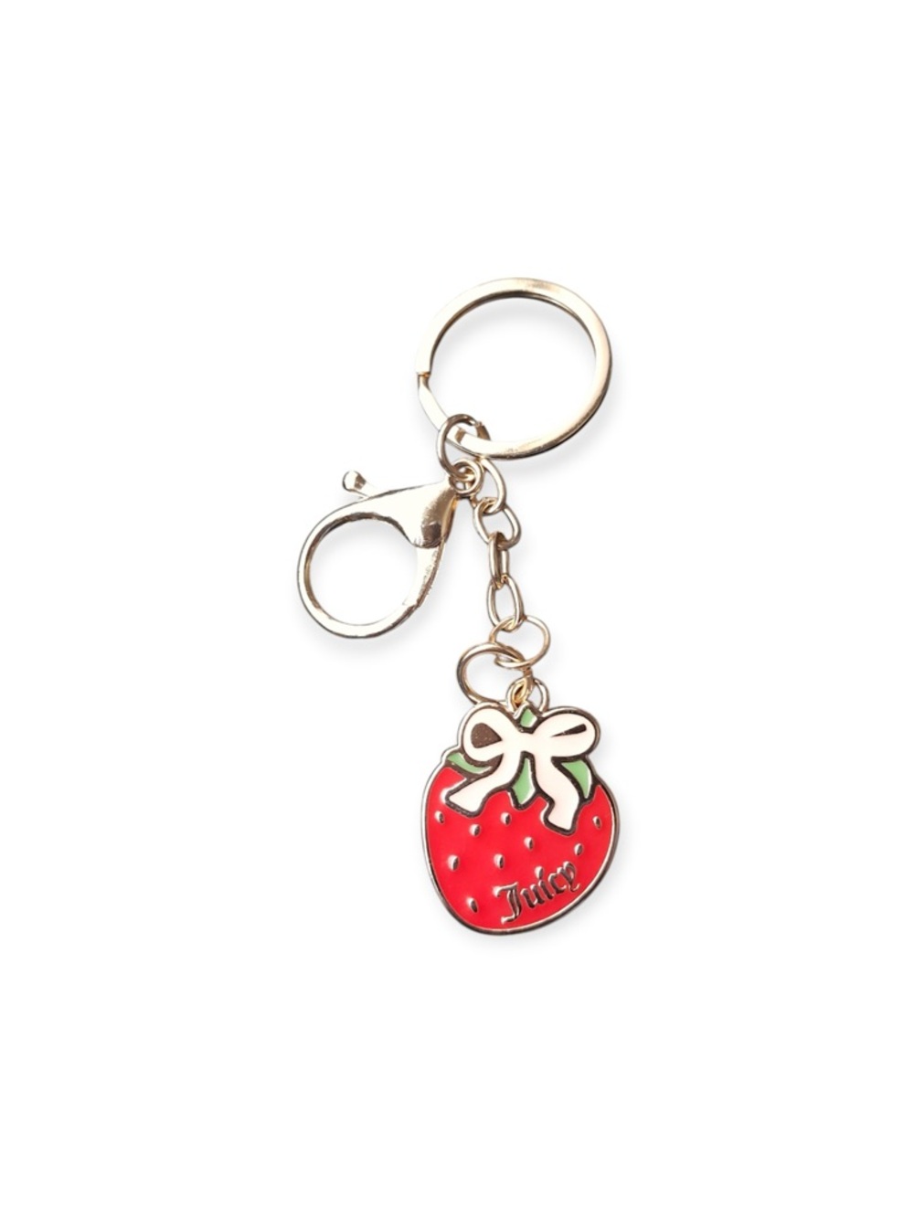 Red Strawberry Enamel Keychain with Pink Bow - Picture 3 of 3